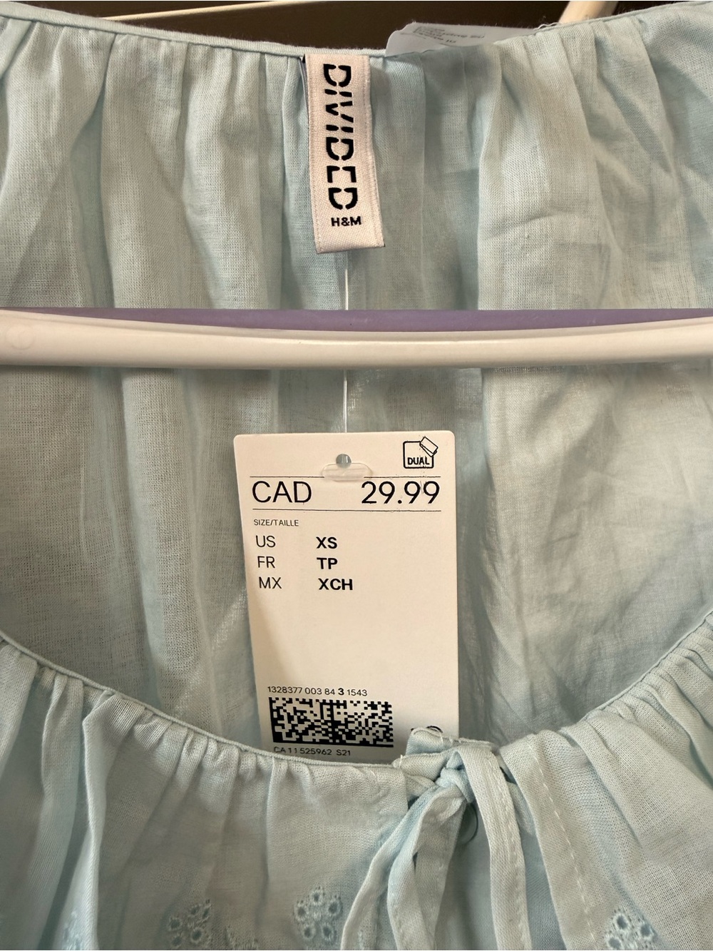 H&M Light Blue Ruffle Button-Front Blouse - Picture 2 of 3